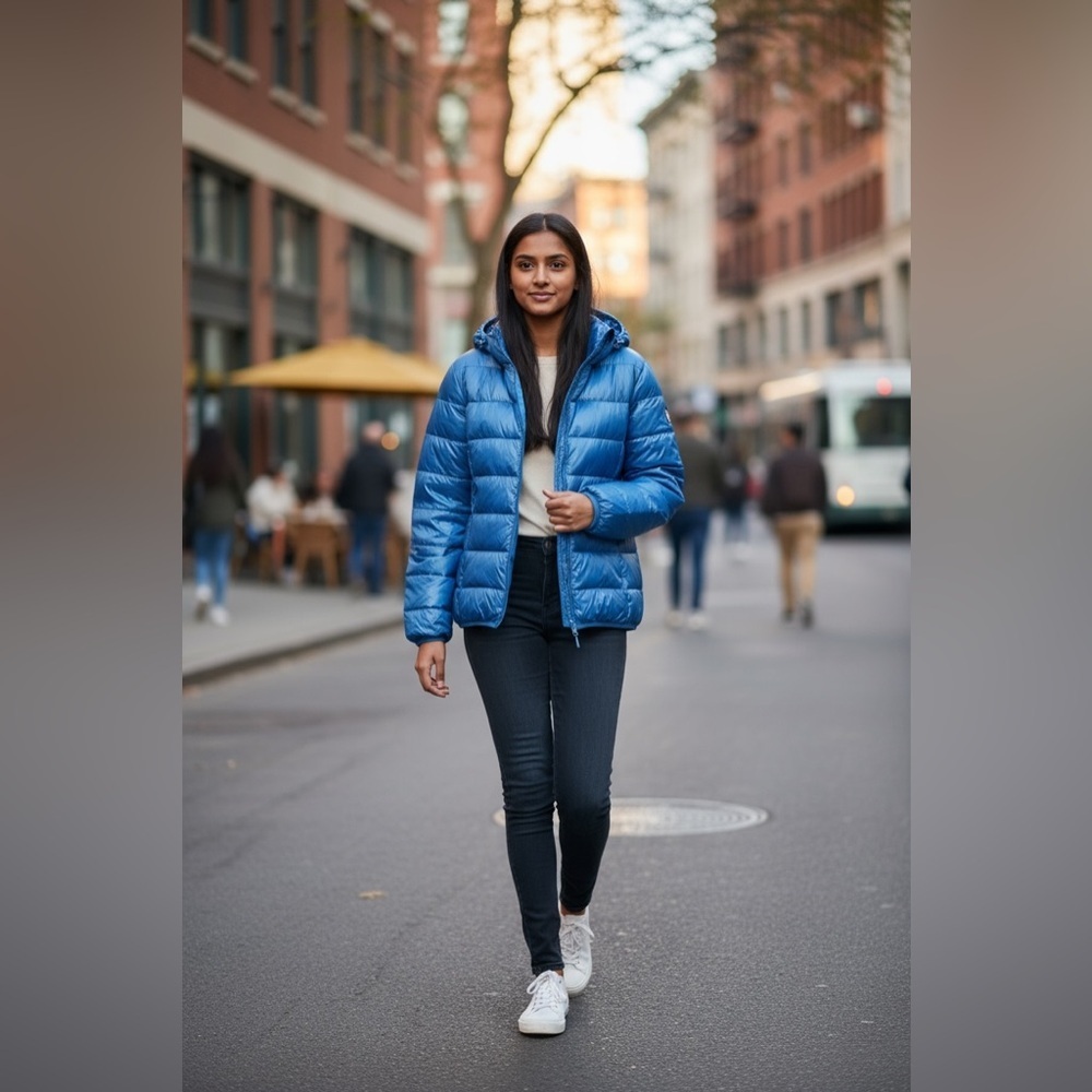 Women's Blue Puffer Jacket NWOT - Picture 2 of 5